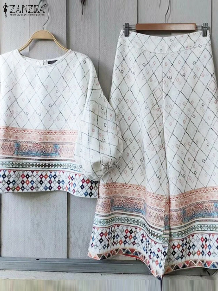 ZANZEA Vintage Ethnic Print 2 Pieces Pant Sets Women 2025 Autumn Lantern Sleeve Blouse & Wide Leg Pant 2pcs Suits Woman Outfits
ZANZEA Vintage Ethnic Print 2 Pieces Pant Sets Women 2025 Autumn Lantern Sleeve Blouse & Wide Leg Pant 2pcs Suits Woman Outfits