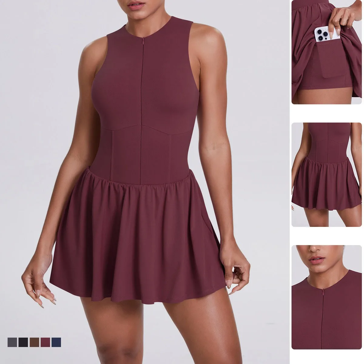 Women Tennis Skirts with Shorts inner Pockects Yoga Slim Jumpsuits Gym Sets One-Piece Sports Short Dress Fitness Workout Suits
Women Tennis Skirts with Shorts inner Pockects Yoga Slim Jumpsuits Gym Sets One-Piece Sports Short Dress Fitness Workout Suits