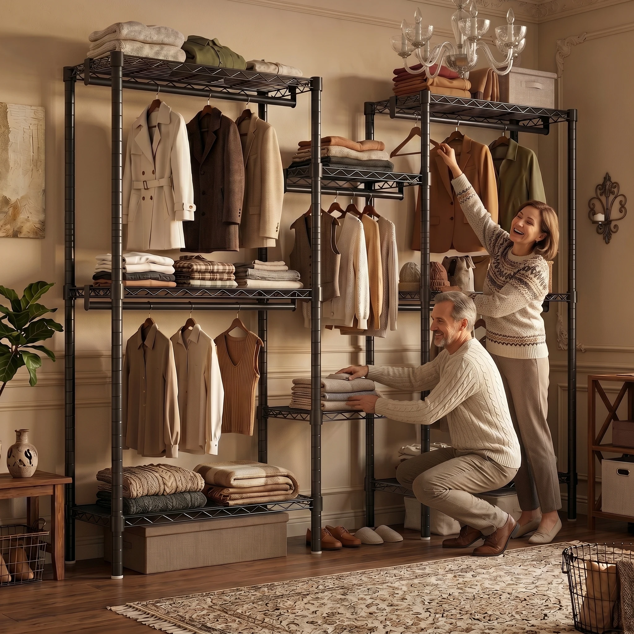 3 Column Heavy Duty Clothes Rack, Freestanding Closet Organizer with 5 Hanging Rods & 8 Metal Shelves, Large Garment Rack
3 Column Heavy Duty Clothes Rack, Freestanding Closet Organizer with 5 Hanging Rods & 8 Metal Shelves, Large Garment Rack