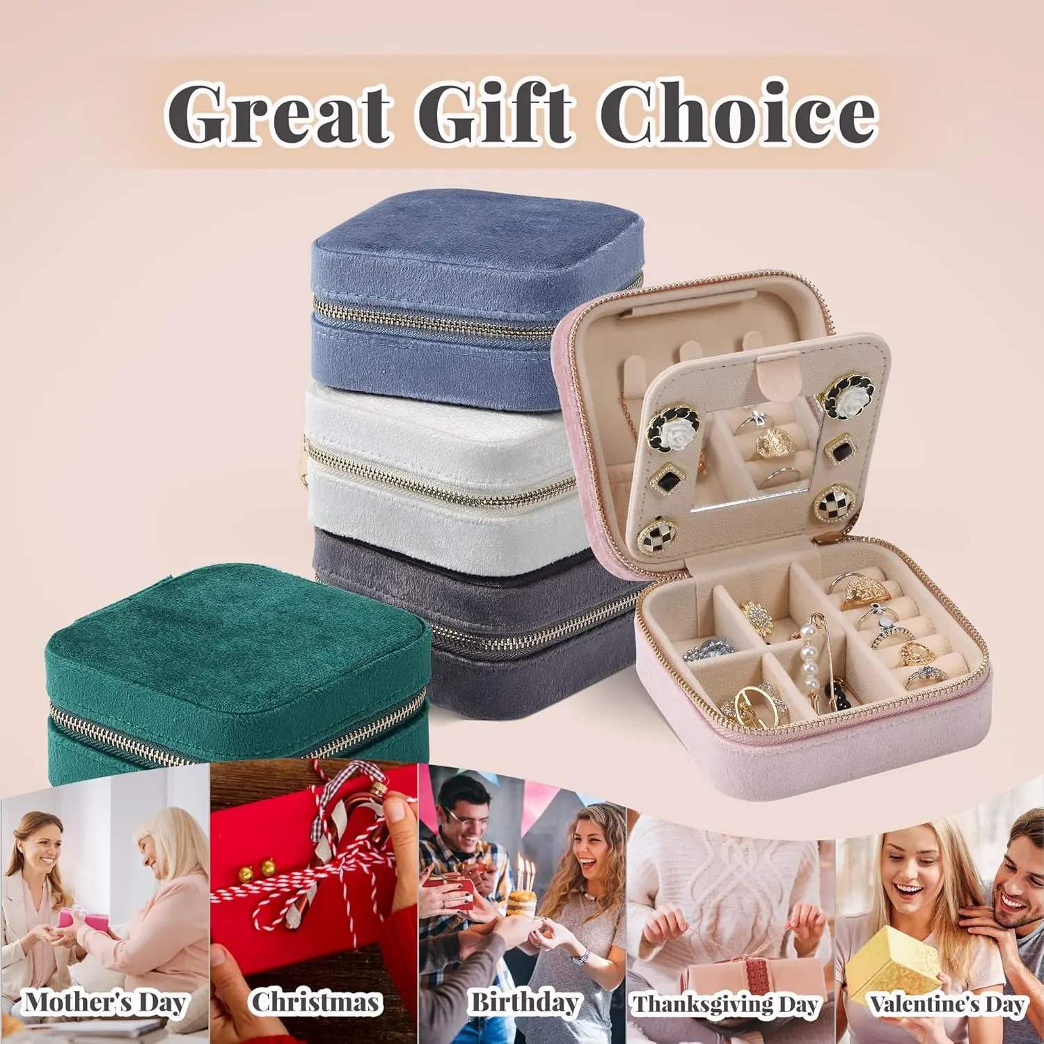 Velvet Travel Jewelry Box, Mini Travel Jewelry Case, Small Portable Travel Jewelry Organizer Box with Mirror for Earrings
Velvet Travel Jewelry Box, Mini Travel Jewelry Case, Small Portable Travel Jewelry Organizer Box with Mirror for Earrings