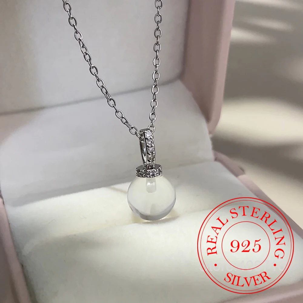 925 Sterling Silver Simple Transparent Ball Crystal Pendant Necklace For Women Choker Chain Wedding Party Jewelry Gift
925 Sterling Silver Simple Transparent Ball Crystal Pendant Necklace For Women Choker Chain Wedding Party Jewelry Gift