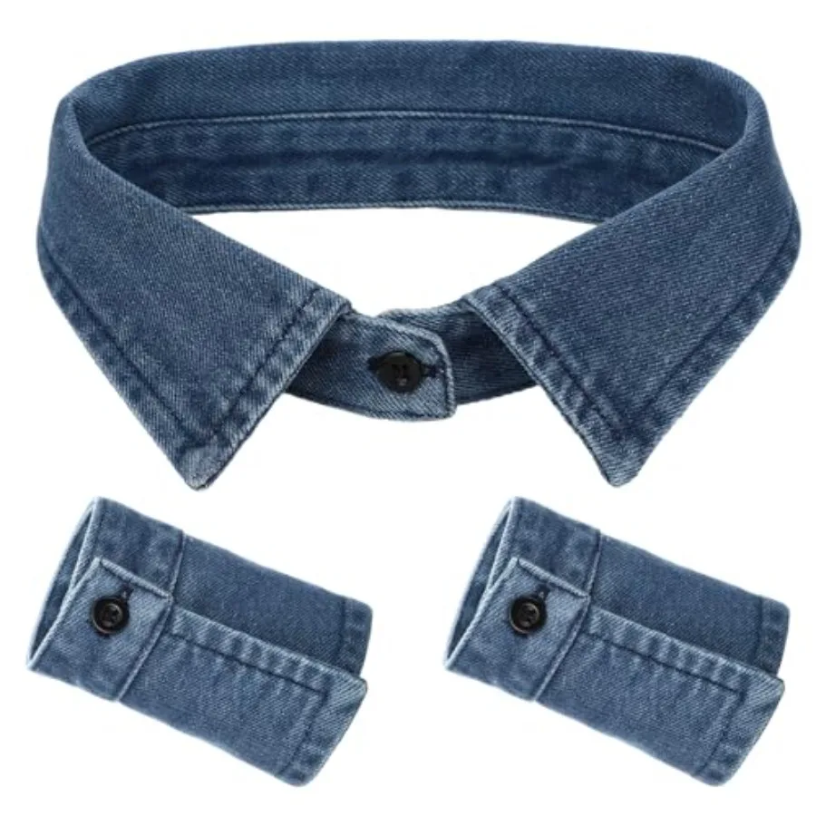 3 Pack Dickey Collar for Women Detachable Denim Fake Collar Half Shirt Blouse Choker with Cuffs Blue
3 Pack Dickey Collar for Women Detachable Denim Fake Collar Half Shirt Blouse Choker with Cuffs Blue