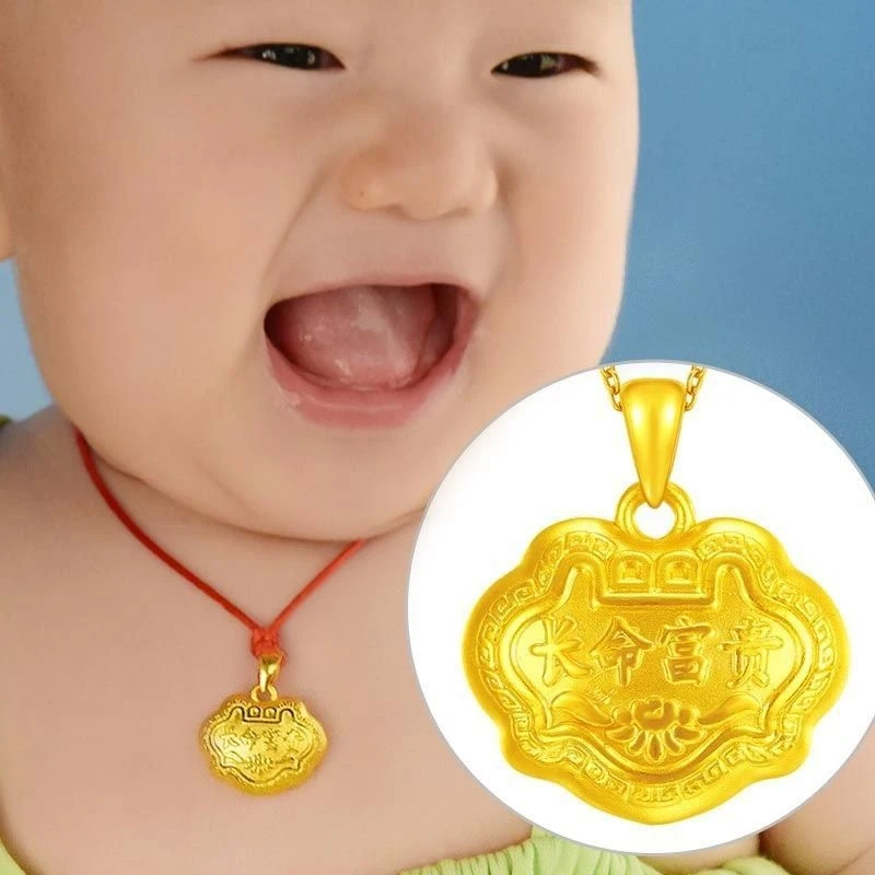 Gold-colored longevity lock baby safety lock pendant, hand-woven red string necklace, baby's first-month gift
Gold-colored longevity lock baby safety lock pendant, hand-woven red string necklace, baby's first-month gift