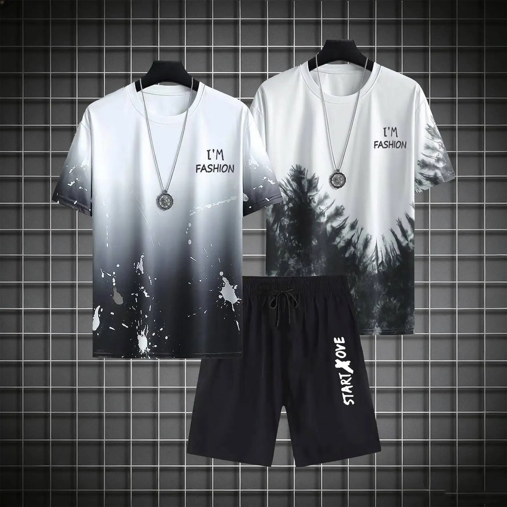 Men's Casual Short Sleeved T-shirt Set and Shorts, Summer Youth Quick Drying Oversized Round Neck Printed Sports Set
Men's Casual Short Sleeved T-shirt Set and Shorts, Summer Youth Quick Drying Oversized Round Neck Printed Sports Set