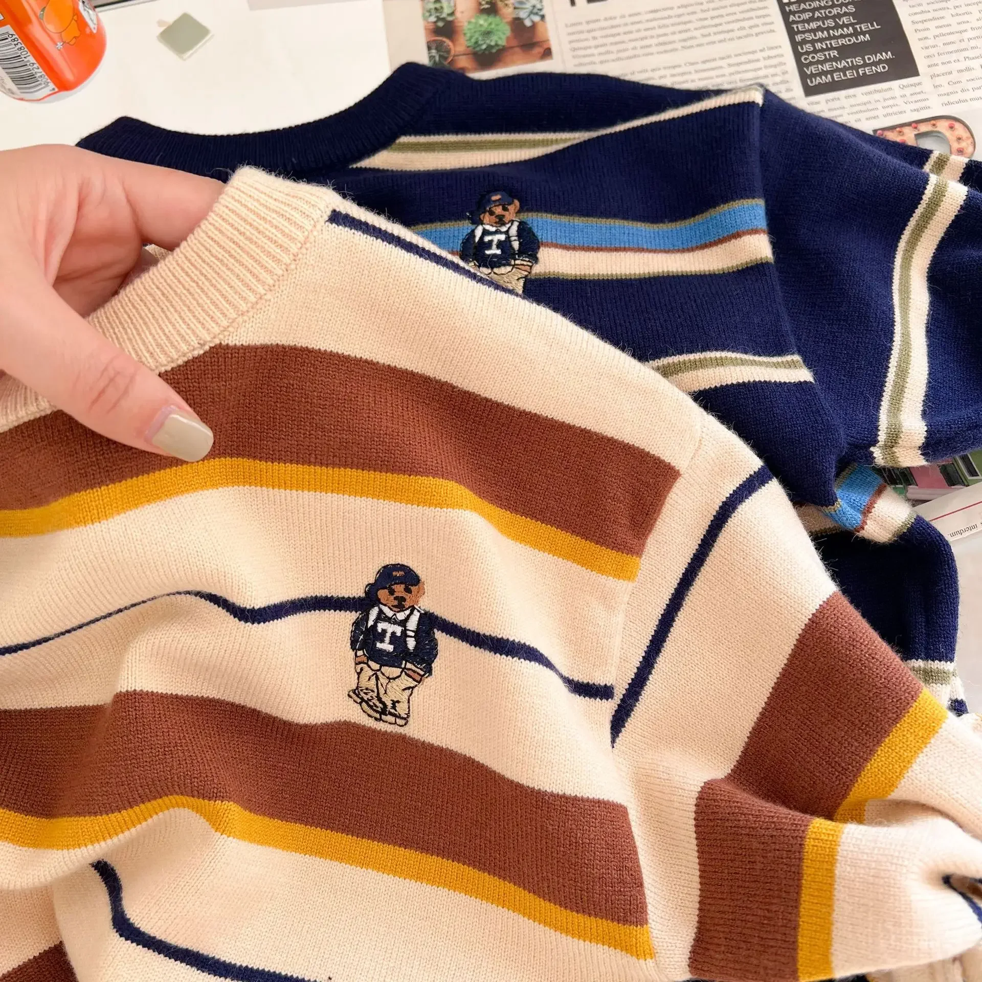 Striped Bear Sweater Baby Toddler Pullover Knitted Sweaters Children's Clothing Autumn Boys Girls Tops Kids Clothes
Striped Bear Sweater Baby Toddler Pullover Knitted Sweaters Children's Clothing Autumn Boys Girls Tops Kids Clothes