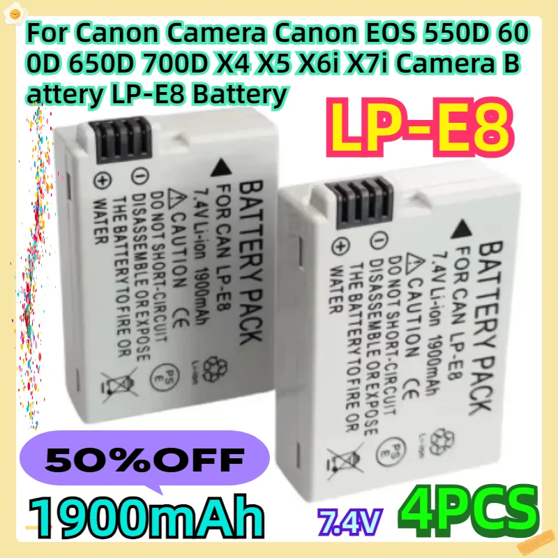 For Canon Camera Canon EOS 550D 600D 650D 700D X4 X5 X6i X7i Camera Battery 1900mAh LP-E8 Battery 4pcs
For Canon Camera Canon EOS 550D 600D 650D 700D X4 X5 X6i X7i Camera Battery 1900mAh LP-E8 Battery 4pcs