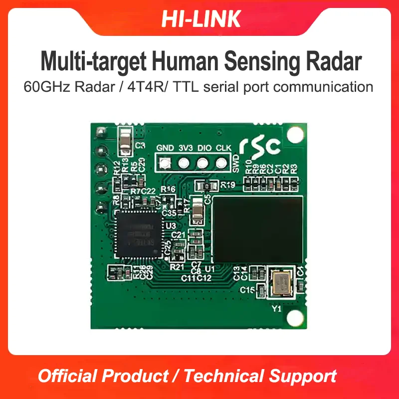 New Hi-Link original HLK-LD6001A 60GHz FMCW Radar 4T4R 10-Person Multi-target Human Trajectory Tracking Module For Smart Home
New Hi-Link original HLK-LD6001A 60GHz FMCW Radar 4T4R 10-Person Multi-target Human Trajectory Tracking Module For Smart Home