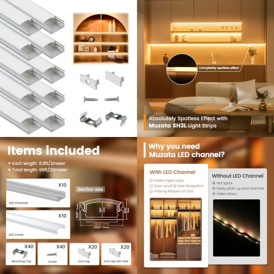 6.6FT/2M LED Channel Aluminum U Shape Silver LED Strip Diffuser Channel with Milky White Cover Easy Installation U1SW WW 2M
6.6FT/2M LED Channel Aluminum U Shape Silver LED Strip Diffuser Channel with Milky White Cover Easy Installation U1SW WW 2M