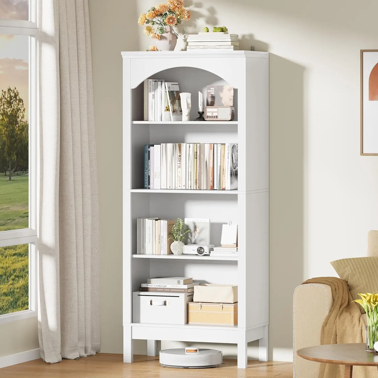 56" H Tall Bookshelf and Bookcase, Arched Book Shelf with 4-Tier Open Shelves, Wooden Storage Bookcase Freestanding, Customized
56" H Tall Bookshelf and Bookcase, Arched Book Shelf with 4-Tier Open Shelves, Wooden Storage Bookcase Freestanding, Customized