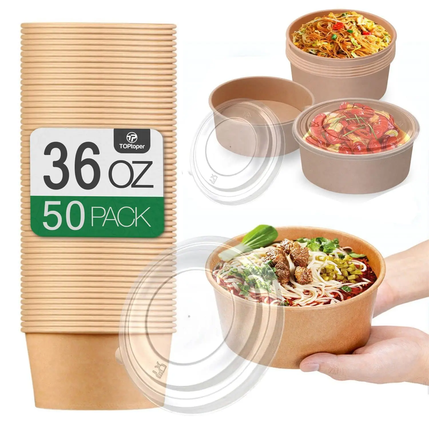 50Pcs 36oz Large Paper Bowls with Lids, Disposable Soup Bowls for Hot/Cold Food, Bulk Party Supplies
50Pcs 36oz Large Paper Bowls with Lids, Disposable Soup Bowls for Hot/Cold Food, Bulk Party Supplies