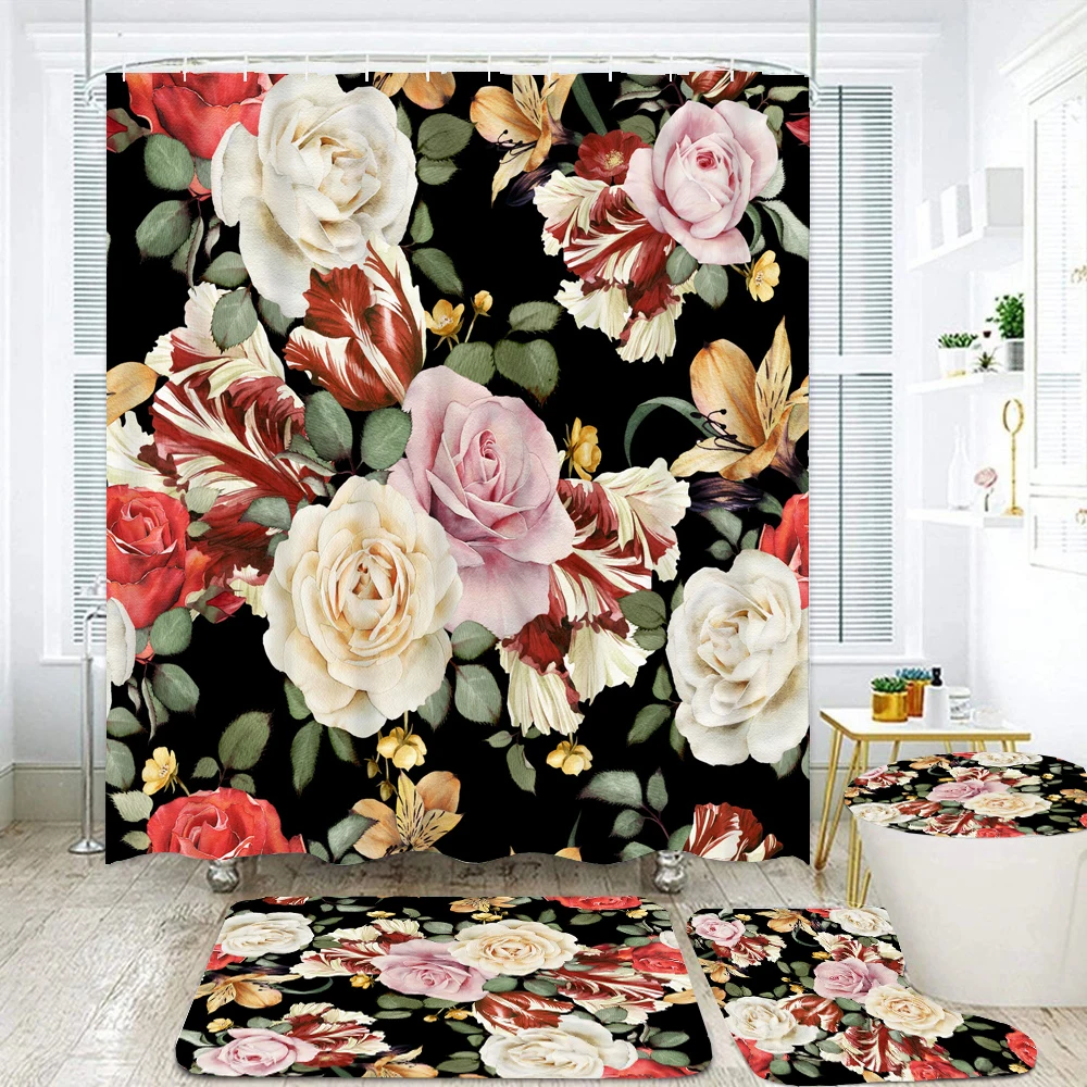 3D European Beautiful Flowers Waterproof Fabric Bathroom Curtain Shower Curtains Set Anti-skid Rugs Toilet Lid Cover Bath Mat
3D European Beautiful Flowers Waterproof Fabric Bathroom Curtain Shower Curtains Set Anti-skid Rugs Toilet Lid Cover Bath Mat