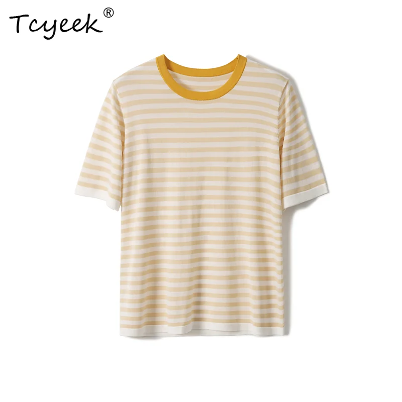 Tcyeek, футболка из шелка шелковицы 8,4% шелковицы, женская полоска с коротким рукавом, элегантная свободная повседневная блузка, лето 2023, осень T467120QM
Tcyeek, футболка из шелка шелковицы 8,4% шелковицы, женская полоска с коротким рукавом, элегантная свободная повседневная блузка, лето 2023, осень T467120QM