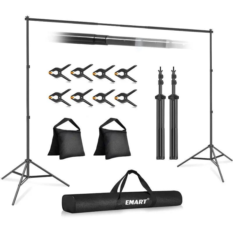 Backdrop Stand 10x7ft(WxH) Photo Studio Adjustable Background Stand Support kit with 2 Crossbars, 8 Clamps
Backdrop Stand 10x7ft(WxH) Photo Studio Adjustable Background Stand Support kit with 2 Crossbars, 8 Clamps