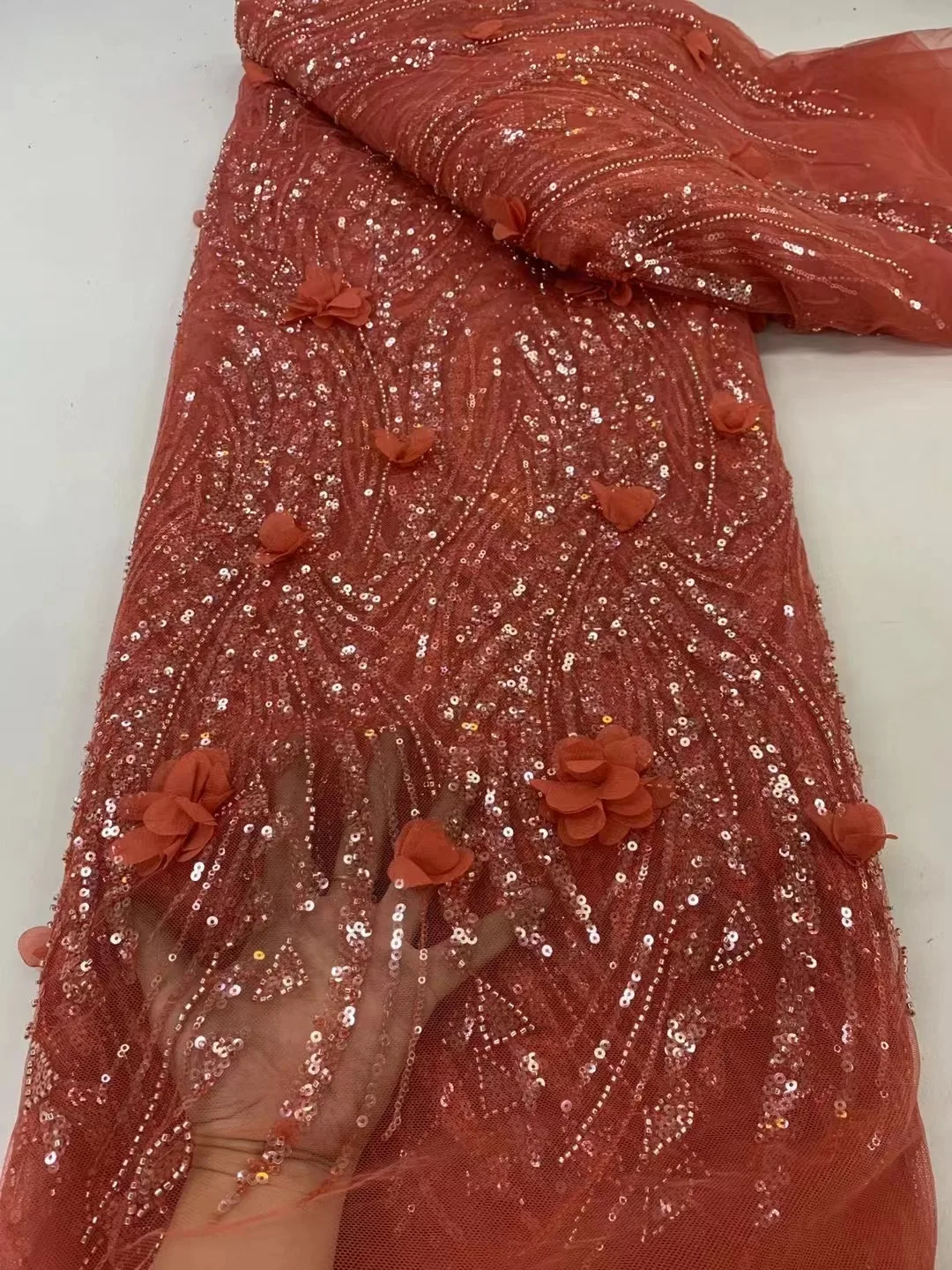 African 3D Flowers Lace Fabric 5 Yards 2024 High Quality Sequins Embroidered French Nigerian Lace Fabric For Wedding Party Dress
African 3D Flowers Lace Fabric 5 Yards 2024 High Quality Sequins Embroidered French Nigerian Lace Fabric For Wedding Party Dress