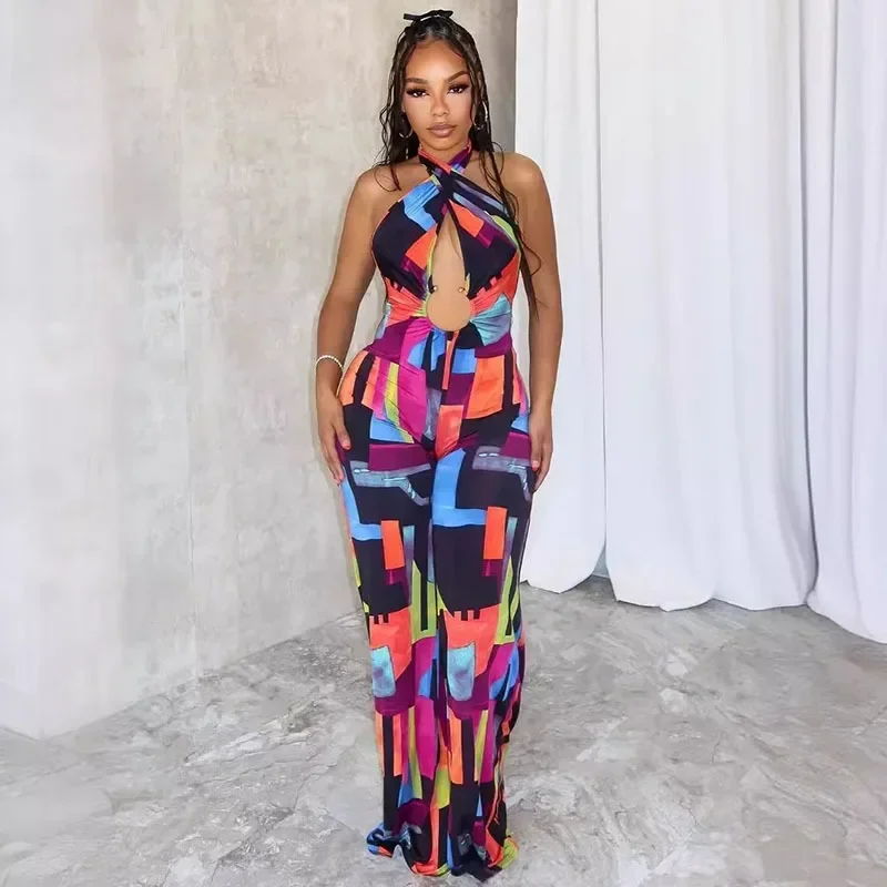 Sexy Halter Backless Romper Woman 2025 Sleeveless Hollow Out Printing Wide Leg Jumpsuit Women One Piece Outfit Nightclub Overall
Sexy Halter Backless Romper Woman 2025 Sleeveless Hollow Out Printing Wide Leg Jumpsuit Women One Piece Outfit Nightclub Overall