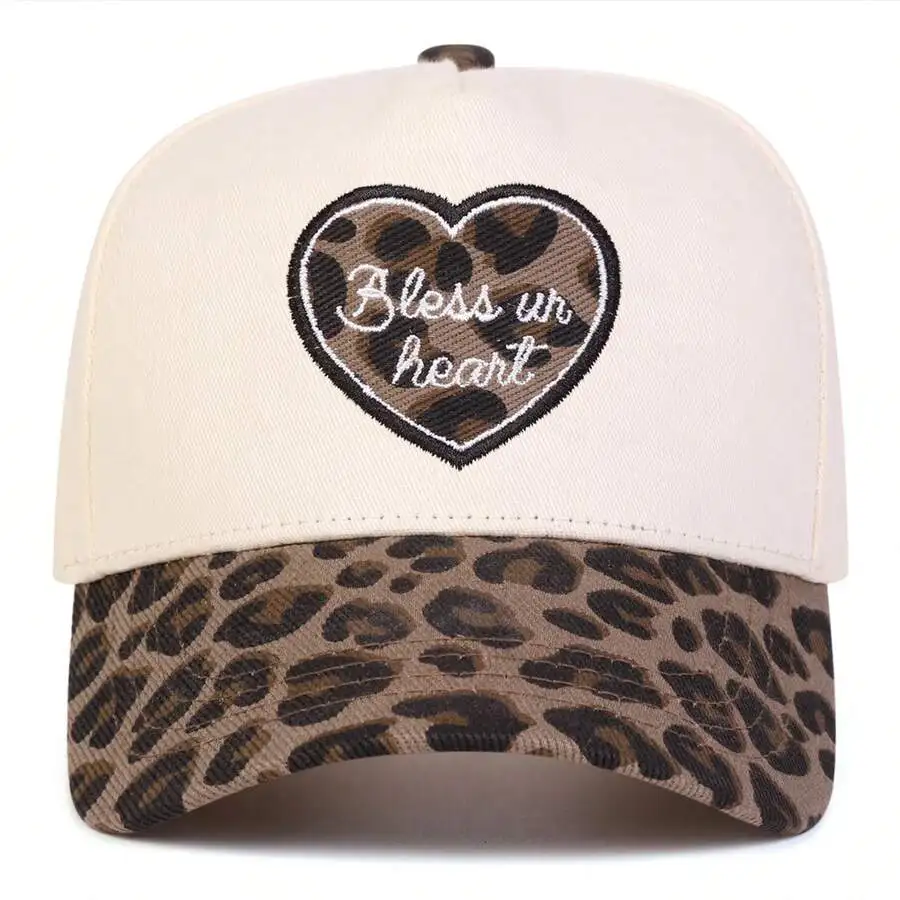 Womens Leopard Print Baseball Cap With Embroidered Heart And Bless Ur Heart Text
Womens Leopard Print Baseball Cap With Embroidered Heart And Bless Ur Heart Text