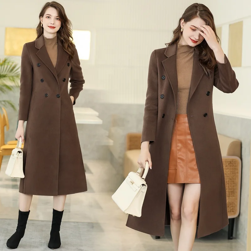 Классическое двубортное женское пальто с воротником верблюжьего цвета, пальто из 100% шерсти
Классическое двубортное женское пальто с воротником верблюжьего цвета, пальто из 100% шерсти