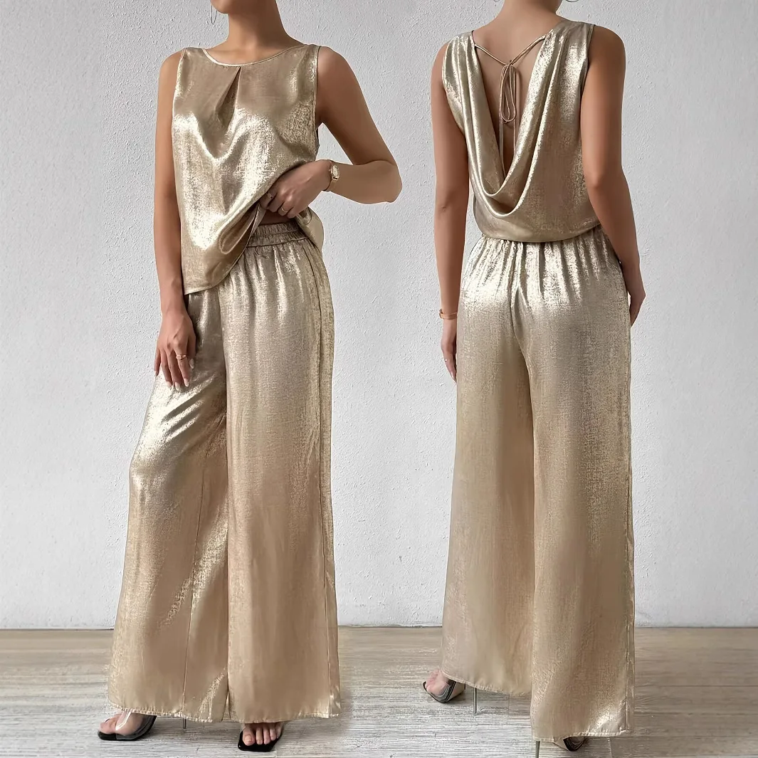 Women Two-Piece Set Sexy Sleeveless O Neck Top & High Waist Pants Set Casual Femme Fashion Loose Outfits For Woman Streetwear
Women Two-Piece Set Sexy Sleeveless O Neck Top & High Waist Pants Set Casual Femme Fashion Loose Outfits For Woman Streetwear