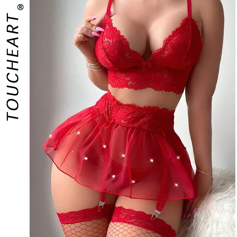 Toucheart 3 Piece Set Sexy Lingerie Lace Mesh Patchwork See-Through Temptation Bra Skirt Thong For Women Sexy Underwear Suit New
Toucheart 3 Piece Set Sexy Lingerie Lace Mesh Patchwork See-Through Temptation Bra Skirt Thong For Women Sexy Underwear Suit New
