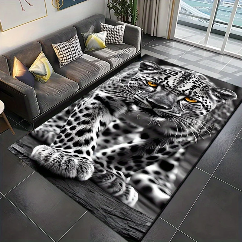 Large Polyester Leopard Print Area Mat - Non-Slip Crystal Velvet Living Room, Bedroom, Home Decor Floor Mat - Black and White 
Large Polyester Leopard Print Area Mat - Non-Slip Crystal Velvet Living Room, Bedroom, Home Decor Floor Mat - Black and White