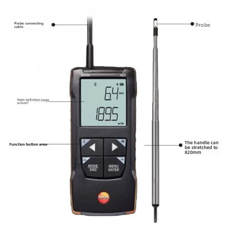 NewTesto 425 Thermal Anemometer 416 Impeller Multifunctional Anemometer 41 Series Instrument
NewTesto 425 Thermal Anemometer 416 Impeller Multifunctional Anemometer 41 Series Instrument