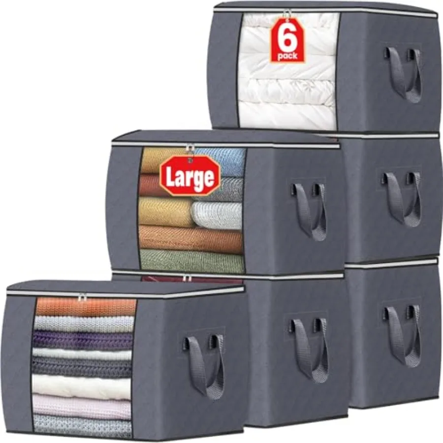 24 Gallons Clothes Storage, Foldable Thick Fabric Blanket Storage Bags, Containers for Organizing Bedroom, Closet, Clothing, Co
24 Gallons Clothes Storage, Foldable Thick Fabric Blanket Storage Bags, Containers for Organizing Bedroom, Closet, Clothing, Co