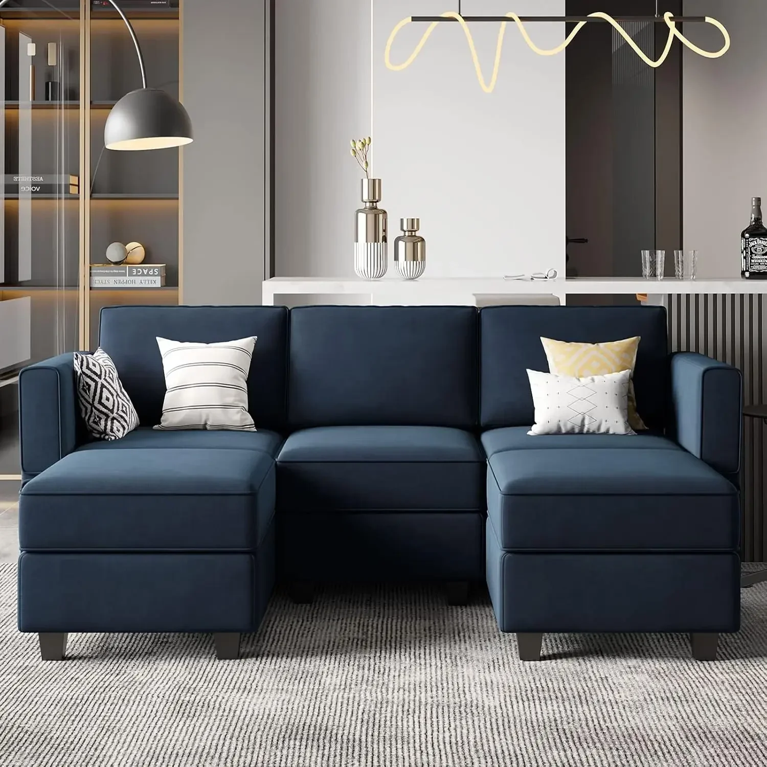 Modular Sectional Sofa with Double Chaise Velvet U Shaped Sofa Reversible Sectional Couch with Storage Blue
Modular Sectional Sofa with Double Chaise Velvet U Shaped Sofa Reversible Sectional Couch with Storage Blue