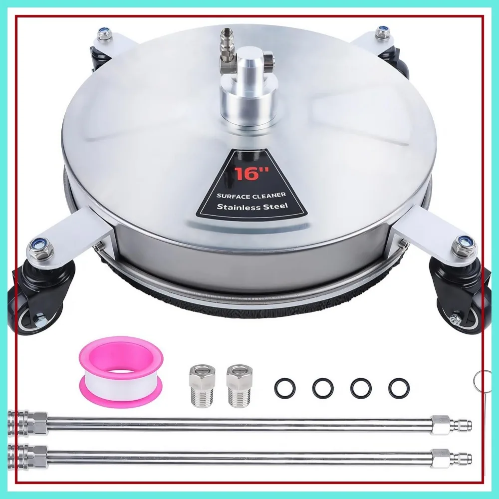 16" Stainless Steel Surface Cleaner for Pressure Washer, 4000 PSI, 1/4" Quick Connect, 4 Wheels, 2 Extension Wands, 2 Nozzles
16" Stainless Steel Surface Cleaner for Pressure Washer, 4000 PSI, 1/4" Quick Connect, 4 Wheels, 2 Extension Wands, 2 Nozzles