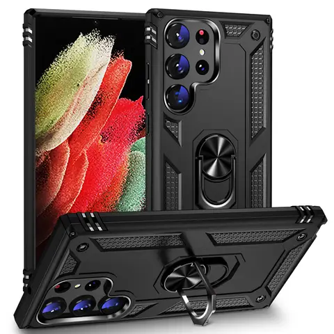 Estojo de Armadura à Prova de Choque para Samsung, Tampa De Anel De Metal, Galaxy S22, S23 Ultra, S21, 5G, S20 FE, S8, S9, S10 Plus, Nota 20, 8, 9, 10 Lite