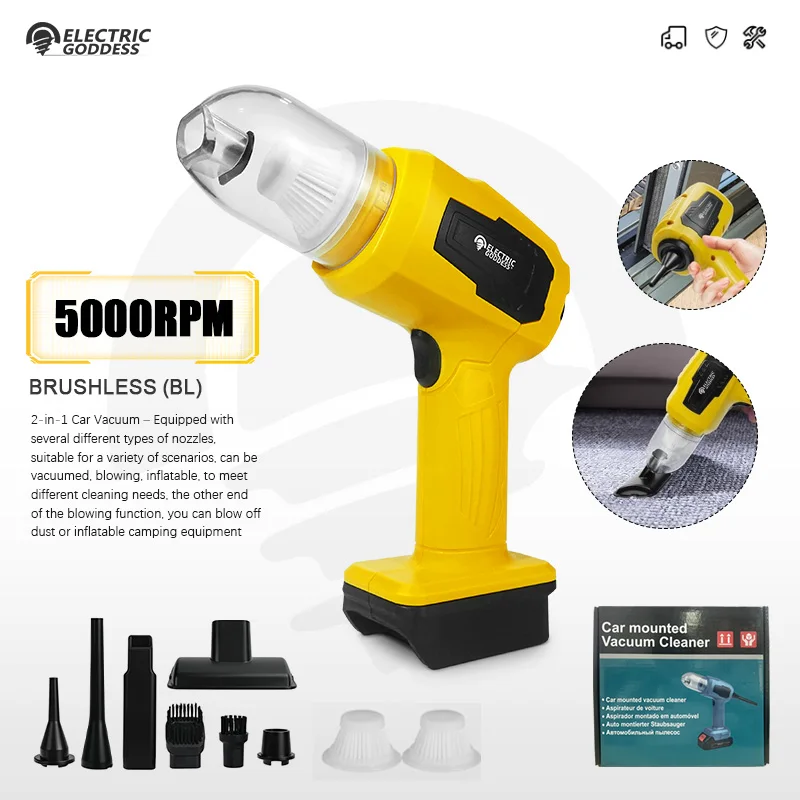 Electric Goddess Mini Brushless Vacuum Cleaner 5000rpm For Dewalt 20V Battery Cordless Handheld Multifunction Power Tool
Electric Goddess Mini Brushless Vacuum Cleaner 5000rpm For Dewalt 20V Battery Cordless Handheld Multifunction Power Tool