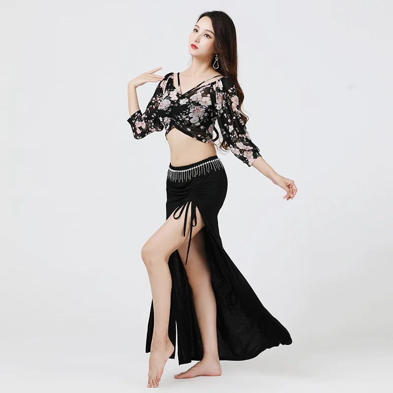 Customized Belly Dance Costumes Practice Suit Set with Water Gauze Printed Top Oriental Dance Clothing Performance Slit Skirt
Customized Belly Dance Costumes Practice Suit Set with Water Gauze Printed Top Oriental Dance Clothing Performance Slit Skirt
