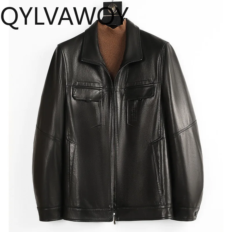 QYLVAWOY Spring and Autumn Waxed Goatskin Genuine Leather Jacket Men Lapel Loose Versatile Real Leather Coat Outerwear Casacos
QYLVAWOY Spring and Autumn Waxed Goatskin Genuine Leather Jacket Men Lapel Loose Versatile Real Leather Coat Outerwear Casacos