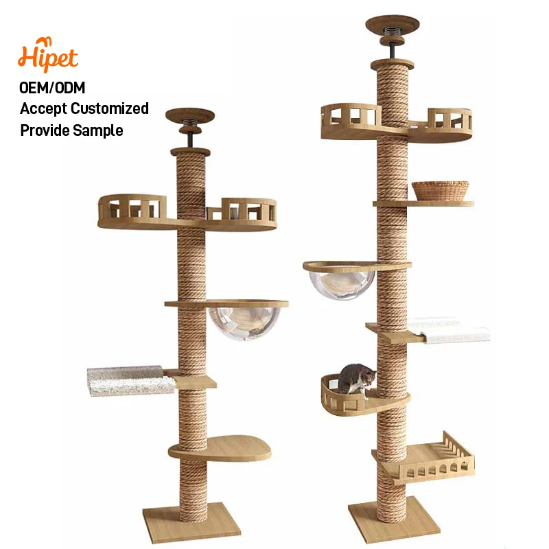 High Quality Solid Wood Floor to Ceiling Cat Tree Multi Platform Sisal Wrapped Space Cat Nest for Indoor Cats
High Quality Solid Wood Floor to Ceiling Cat Tree Multi Platform Sisal Wrapped Space Cat Nest for Indoor Cats