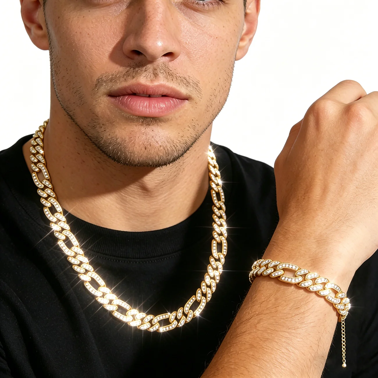 Fashion Unisex Cuban Link Iced Out Necklace Bracelet set 8MM width Rhinestones Chain Rapper Hip Hop Birthday Jewelry
Fashion Unisex Cuban Link Iced Out Necklace Bracelet set 8MM width Rhinestones Chain Rapper Hip Hop Birthday Jewelry