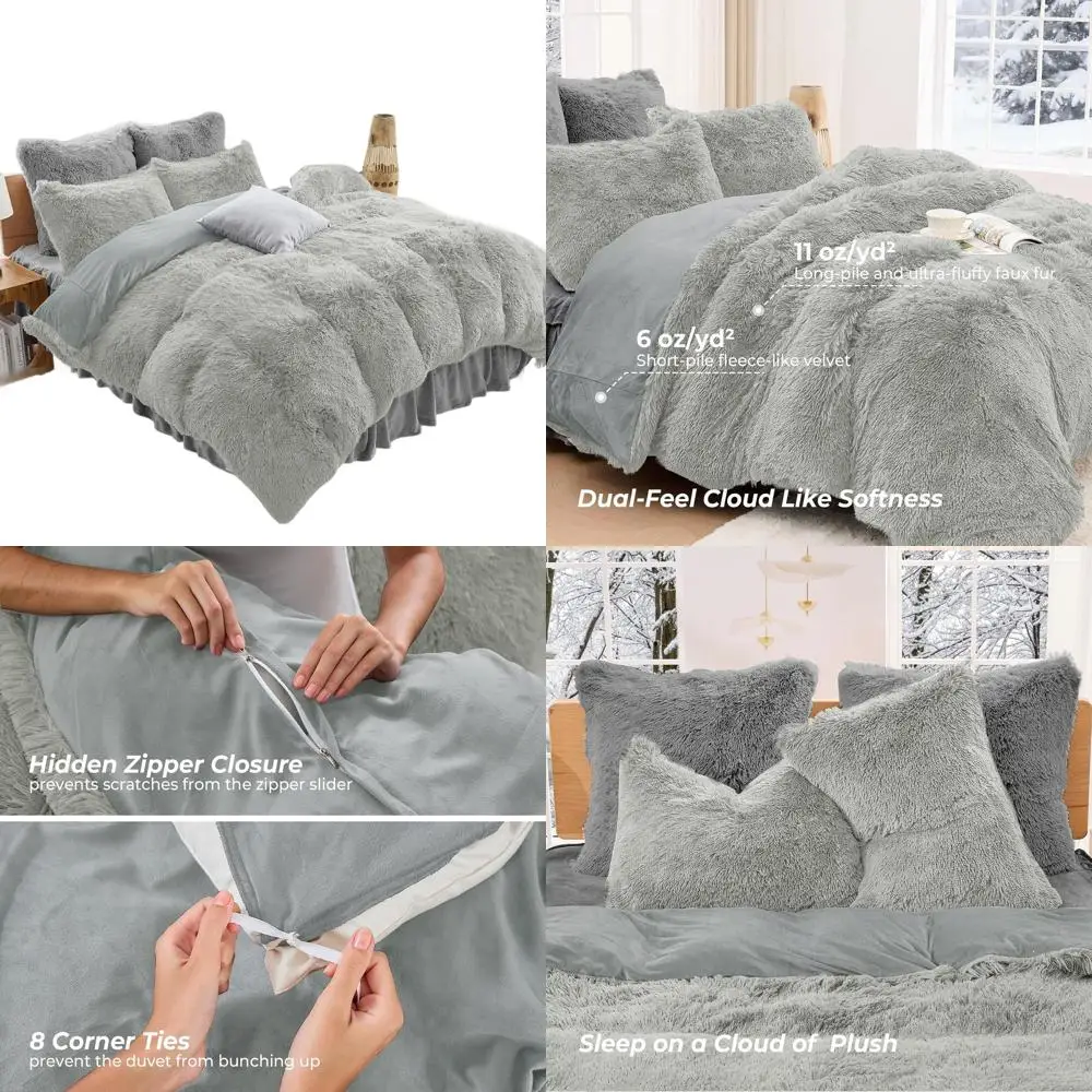 Luxurious King Size Faux Fur & Velvet Duvet Set in Light Grey, Includes 1 Cover & 2 Pillowcases, No Filling
Luxurious King Size Faux Fur & Velvet Duvet Set in Light Grey, Includes 1 Cover & 2 Pillowcases, No Filling