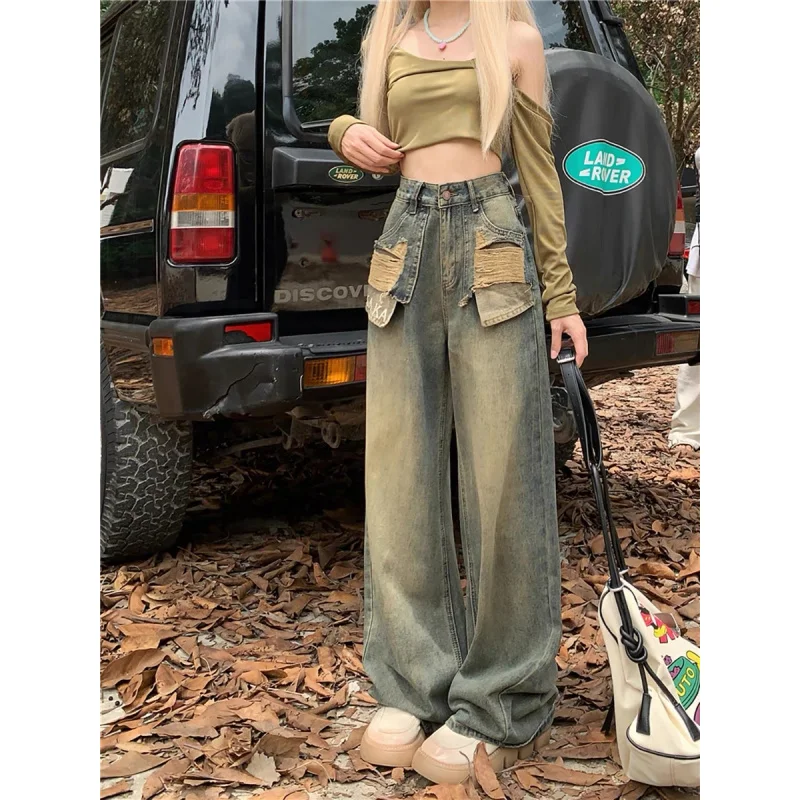 Vintage Ripped Jeans for Women Autumn2025New Irregular Design High Waist Slimming Wide Leg Floor-Length Pants
Vintage Ripped Jeans for Women Autumn2025New Irregular Design High Waist Slimming Wide Leg Floor-Length Pants