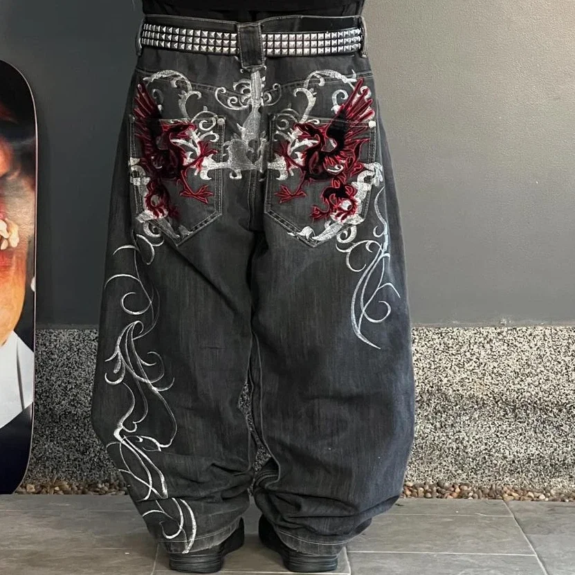 Streetwear Y2K Gothic Denim Trousers Harajuku Punk Dinosaur Embroidery Washed Jeans Hip Hop Wide Leg Oversized Jeans Mens Womens
Streetwear Y2K Gothic Denim Trousers Harajuku Punk Dinosaur Embroidery Washed Jeans Hip Hop Wide Leg Oversized Jeans Mens Womens