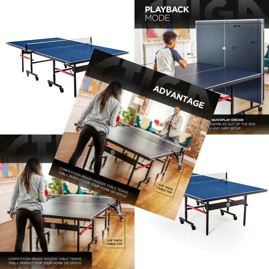 Recreational to tournament ping pong tables with 13/15/18/25mm MDF tabletops gray finish quickplay 10-minute assembly and playb
Recreational to tournament ping pong tables with 13/15/18/25mm MDF tabletops gray finish quickplay 10-minute assembly and playb