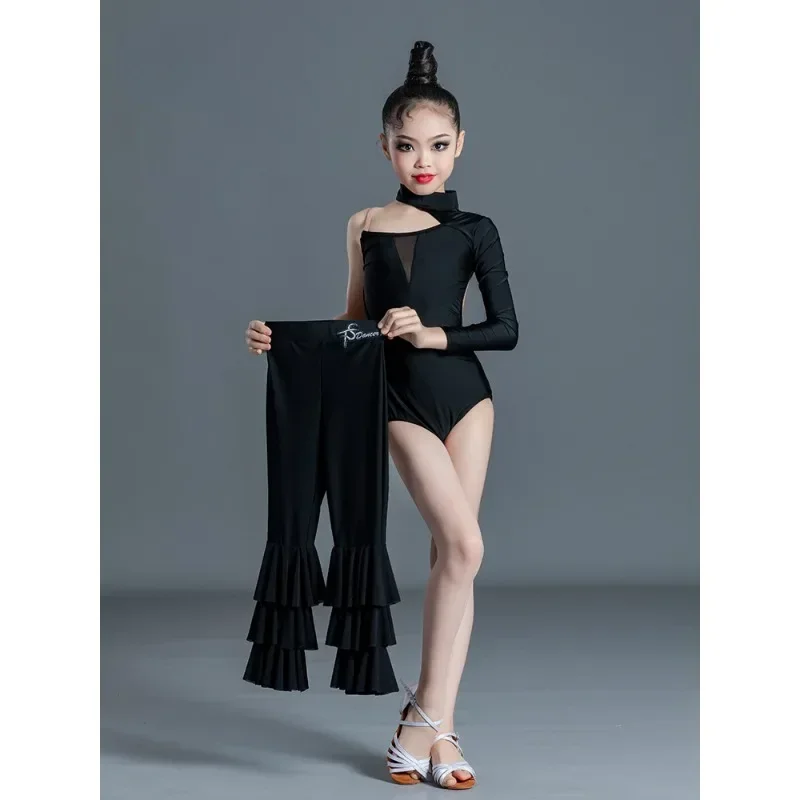 Kids Latin Dance Clothes Girls One-Sleeved Tops Ruffled Pants Black Practice Suit Cha Cha Dance Performance Costume
Kids Latin Dance Clothes Girls One-Sleeved Tops Ruffled Pants Black Practice Suit Cha Cha Dance Performance Costume