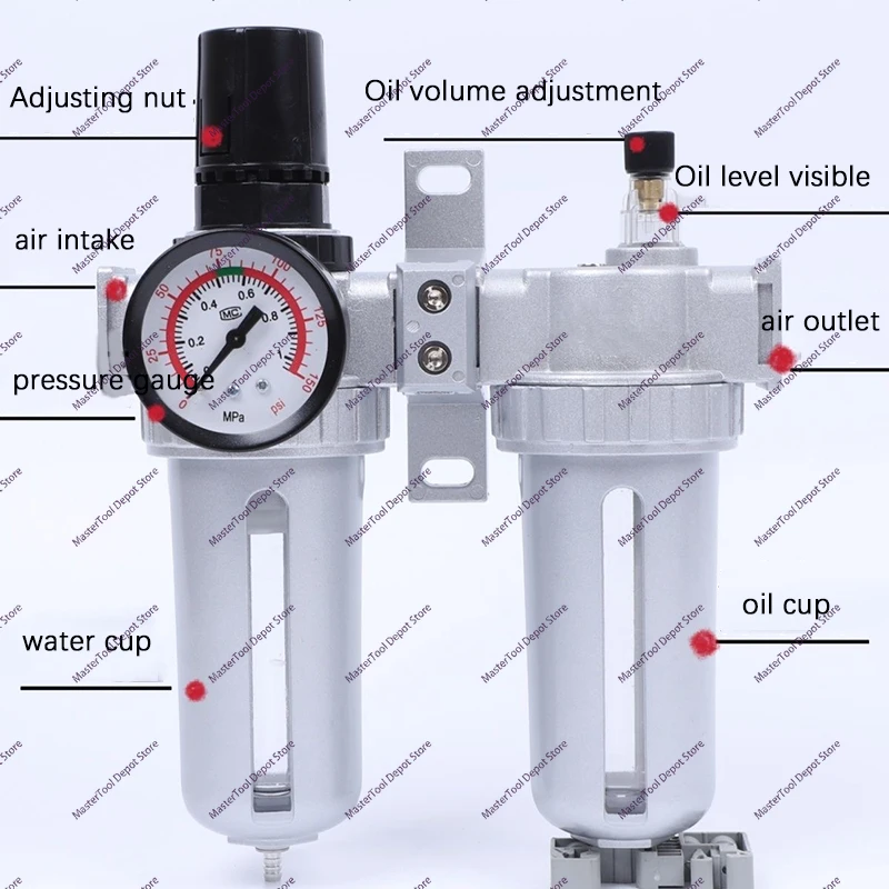 SFC200-300-400 Air Source Processor Two-Piece Filter Oil-Water Separation Pressure Reducing Valve Spray Painting
SFC200-300-400 Air Source Processor Two-Piece Filter Oil-Water Separation Pressure Reducing Valve Spray Painting