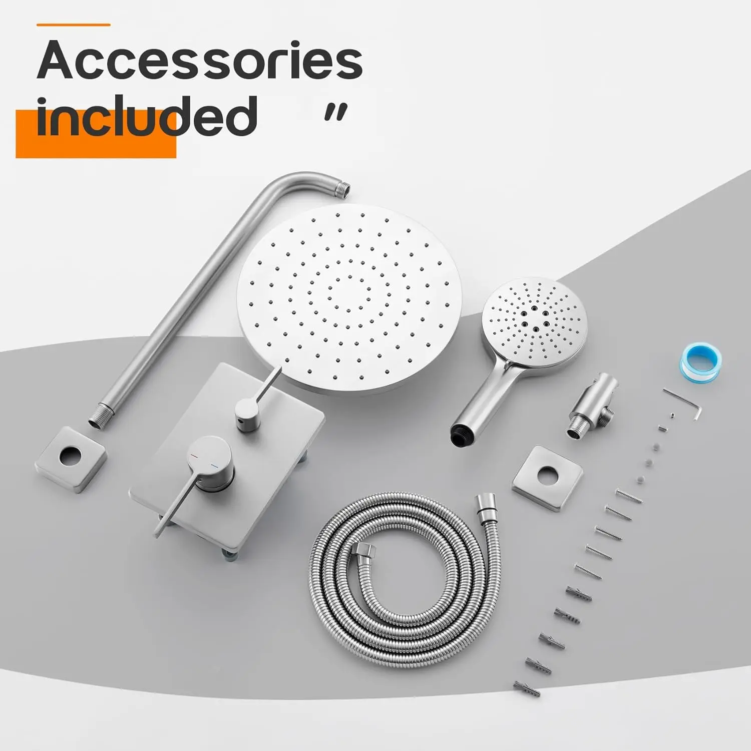 Wall Mounted Single Brass Rain Shower Head 3-Setting Handheld Spray Brushed Nickel Ceramic Valve Pressure Balance Shower Faucet
Wall Mounted Single Brass Rain Shower Head 3-Setting Handheld Spray Brushed Nickel Ceramic Valve Pressure Balance Shower Faucet