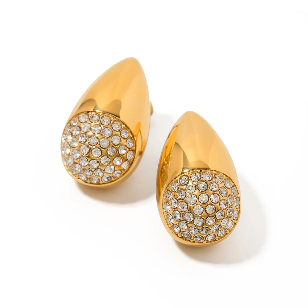 Stainless Steel PVD 18K Gold Plated Tarnish Full Crystal Water Drop Earrings For Woman Jewelry Wholesale Summer Trendy
Stainless Steel PVD 18K Gold Plated Tarnish Full Crystal Water Drop Earrings For Woman Jewelry Wholesale Summer Trendy