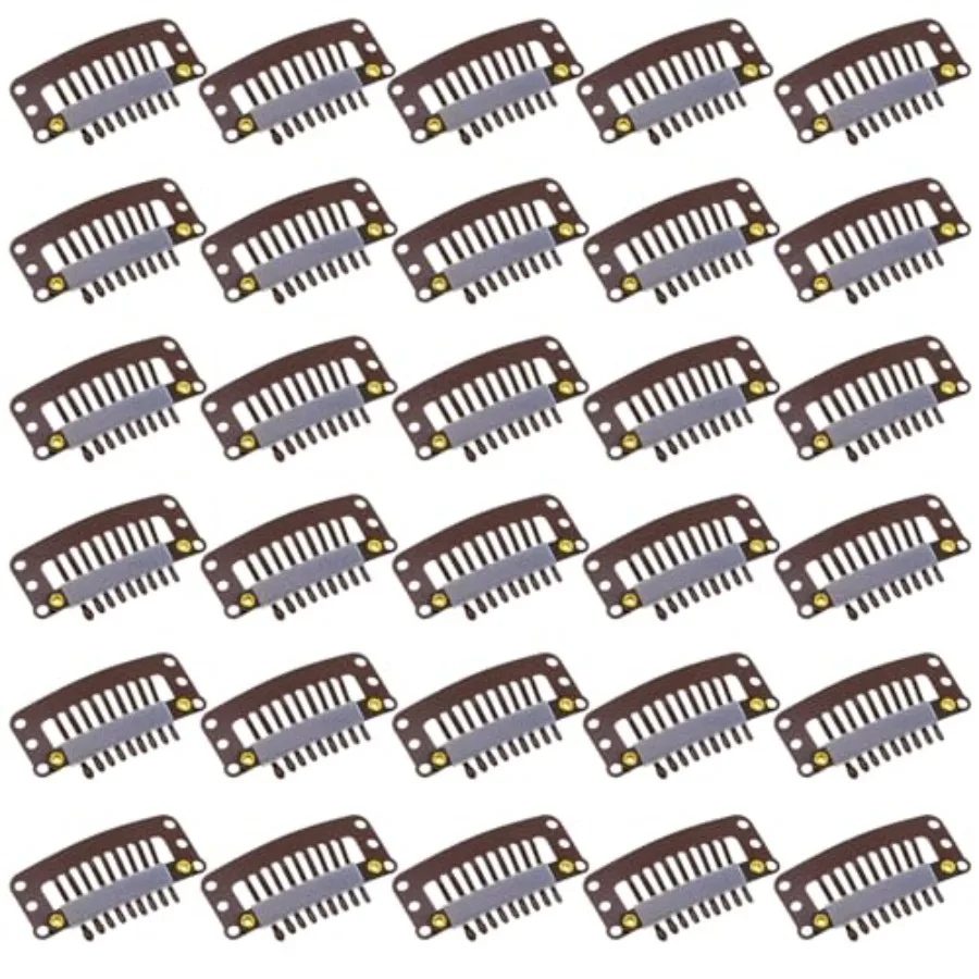 30 Pieces 32 mm 9-teeth Hair Extension Clips Hair Extension Wigs Snap Clips Comb Small Snap Wig Accessories for Women DIY Dark
30 Pieces 32 mm 9-teeth Hair Extension Clips Hair Extension Wigs Snap Clips Comb Small Snap Wig Accessories for Women DIY Dark