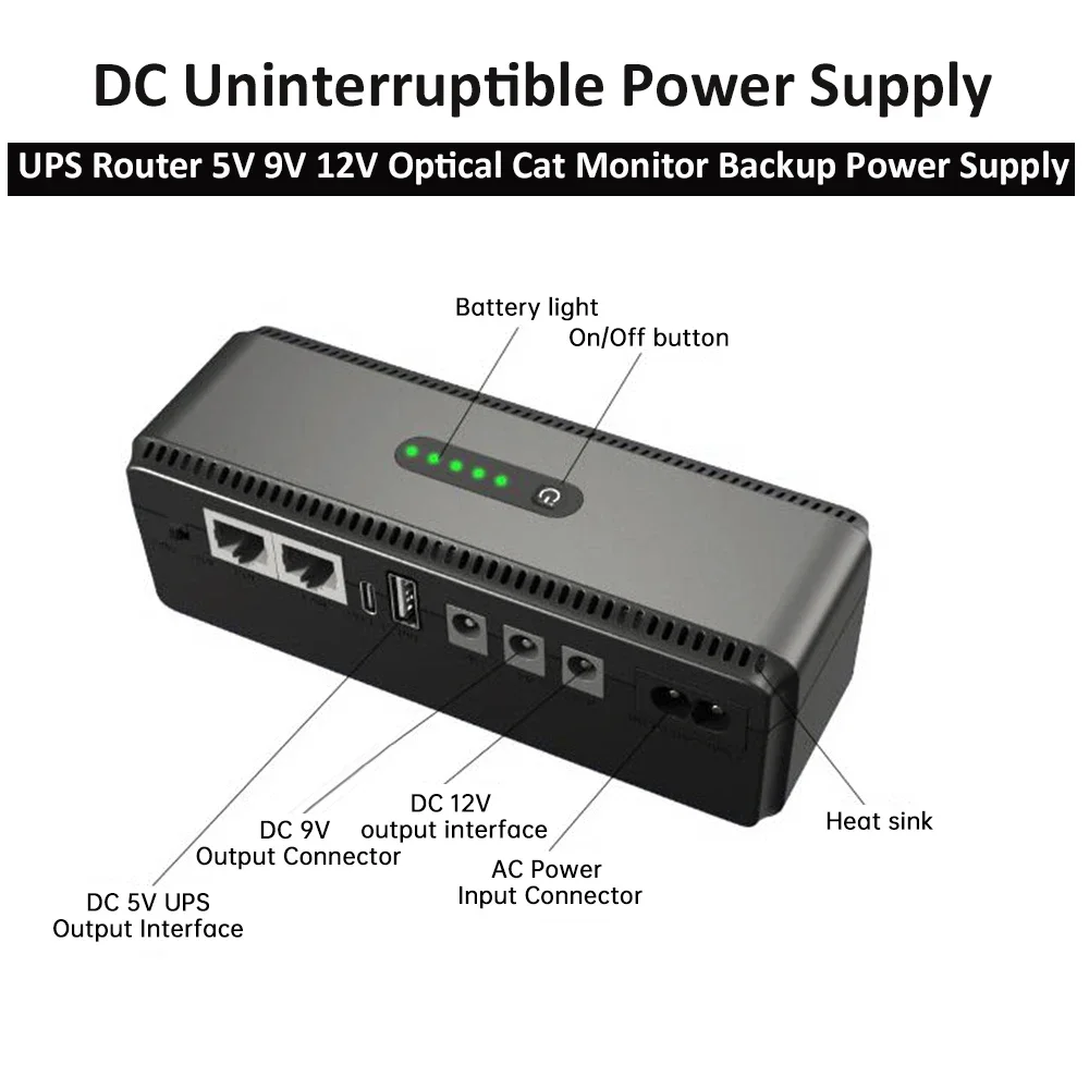 10400mah 5V 9V 12V Mini UPS for Router Optical Cat Monitor Backup Power Supply Uninterruptible Power Supply DC UPS Type-C
10400mah 5V 9V 12V Mini UPS for Router Optical Cat Monitor Backup Power Supply Uninterruptible Power Supply DC UPS Type-C