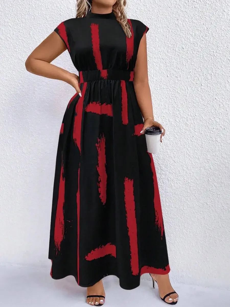 Black Red Abstract Print Mock Neck Maxi Dress Women Casual Long Sleeveless Dress
Black Red Abstract Print Mock Neck Maxi Dress Women Casual Long Sleeveless Dress