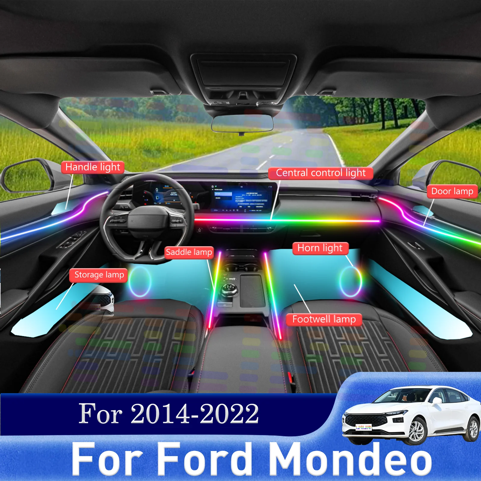 For Ford Mondeo Smart Remote Control RGB 64 Colors LED Car Interior Ambient Light Easy-Fit Installation Set
For Ford Mondeo Smart Remote Control RGB 64 Colors LED Car Interior Ambient Light Easy-Fit Installation Set
