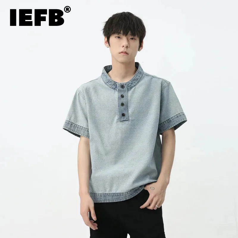 IEFB Men's Denim Short Sleeve T-shirt 2024 Summer New Retro Fashion Loose Casual Male Top Trend Half Open Neck Pullover 9C5579
IEFB Men's Denim Short Sleeve T-shirt 2024 Summer New Retro Fashion Loose Casual Male Top Trend Half Open Neck Pullover 9C5579