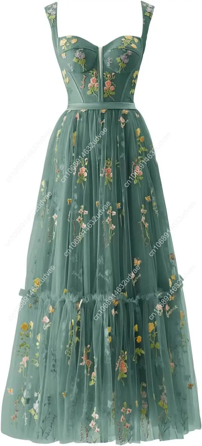 Basgute Women's Flower Embroidery Tulle Prom Dresses Tea Length Corset A Line Fairy Formal Evening Party Gown
Basgute Women's Flower Embroidery Tulle Prom Dresses Tea Length Corset A Line Fairy Formal Evening Party Gown