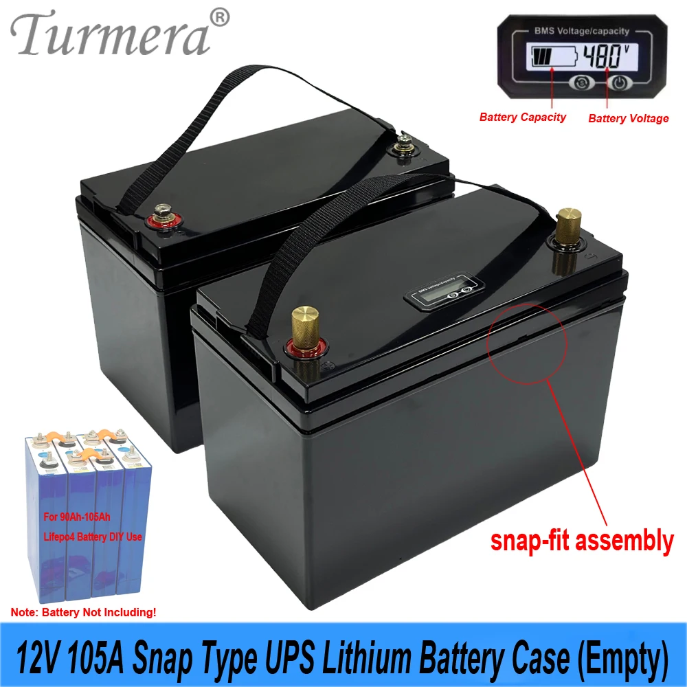Turmera 12V 105A Empty Snap-fit UPS Lithium Battery Case M8 Terminal LCD Displayer for 3.2V 90Ah 100Ah 105Ah Lifepo4 Battery DIY
Turmera 12V 105A Empty Snap-fit UPS Lithium Battery Case M8 Terminal LCD Displayer for 3.2V 90Ah 100Ah 105Ah Lifepo4 Battery DIY
