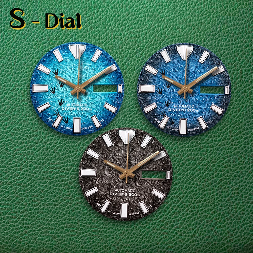 S логотип 28,5 мм след 3D циферблат без стрелок подходит для 4R36 NH36 механизм зеленый светящийся аксессуар для модификации часов
S логотип 28,5 мм след 3D циферблат без стрелок подходит для 4R36 NH36 механизм зеленый светящийся аксессуар для модификации часов